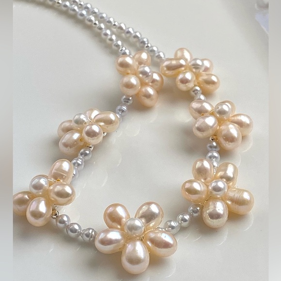 N289-Handmade High Quality Champagne Flower Pearl Baby Pearl Necklace - Picture 11 of 11